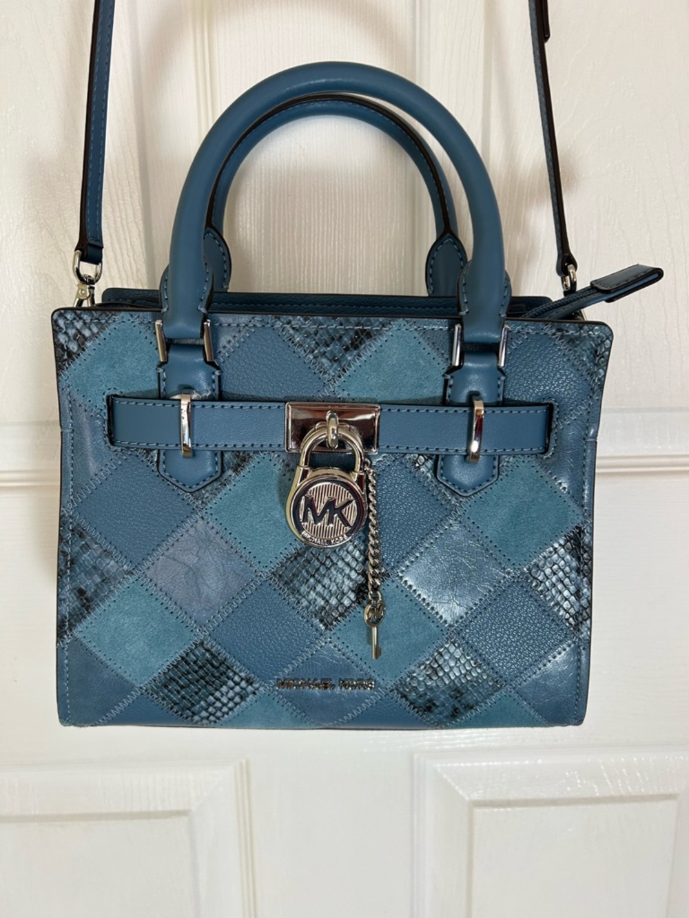 Michael Kors Blue Patchwork Quilted Satchel